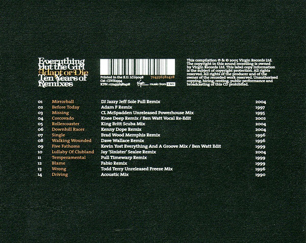 Everything But The Girl - Adapt Or Die - Ten Years Of Remixes (CD, Comp, Dig) - Image 2