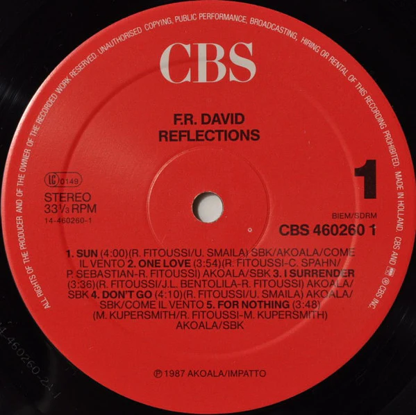 F.R. David - Reflections (LP, Album) - Image 3