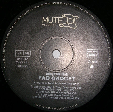 Fad Gadget - Under The Flag (LP, Album) - Image 5