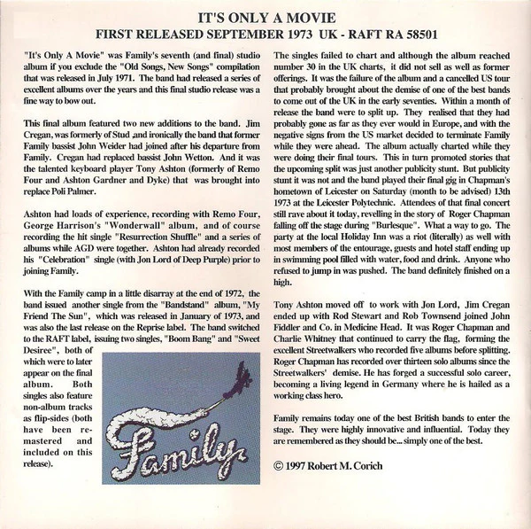 Family (6) - It's Only A Movie (CD, Album, RE) - Image 4