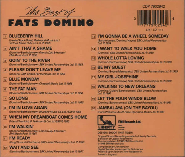 Fats Domino - The Best Of Fats Domino (CD, Comp, Mono) - Image 3