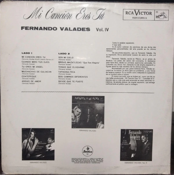 Fernando Valadés - Mi Canción Eres Tú Vol. IV (LP, Comp) - Image 2