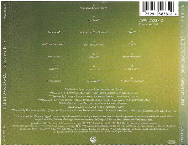 Fleetwood Mac - Greatest Hits (CD, Comp) - Image 2