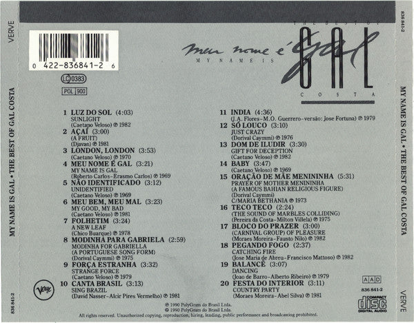 Gal Costa - Meu Nome É Gal (My Name Is Gal) - The Best Of Gal Costa (CD, Comp) - Image 5