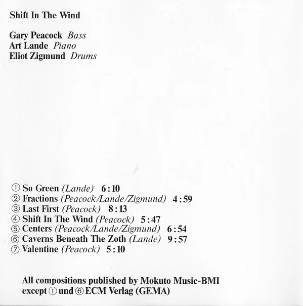Gary Peacock, Art Lande, Eliot Zigmund - Shift In The Wind (CD, Album, RE) - Image 4