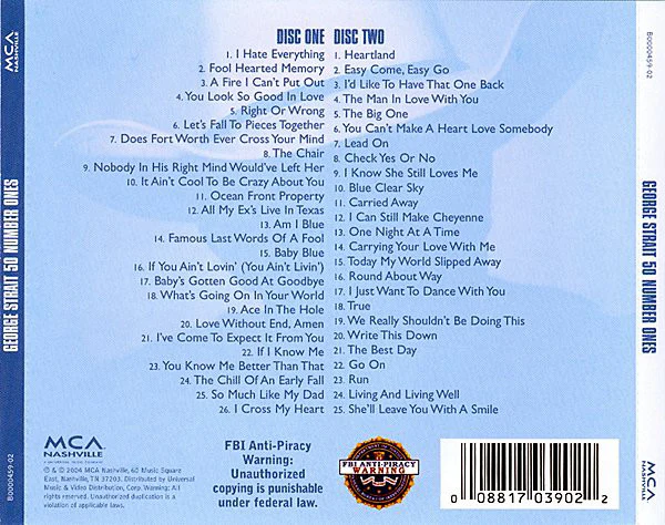 George Strait - 50 Number Ones (2xCD, Comp, OEM) - Image 2