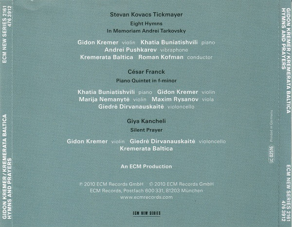 Gidon Kremer / Kremerata Baltica - Hymns And Prayers (CD, Album) - Image 3