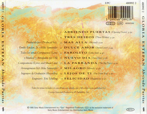 Gloria Estefan - Abriendo Puertas (CD, Album, RE) - Image 4
