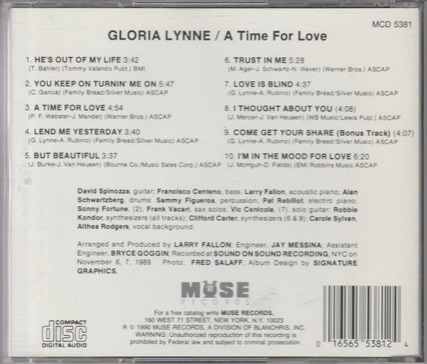 Gloria Lynne - A Time For Love (CD, Album) - Image 2