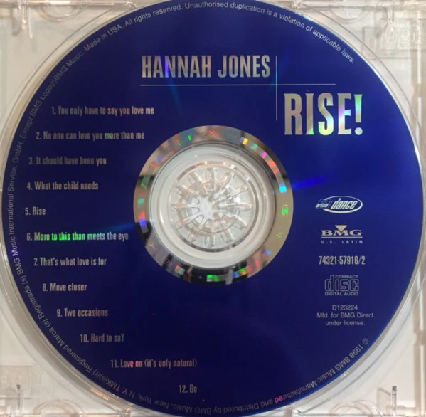 Hannah Jones - Rise! (CD, Album, Club, BMG) - Image 3