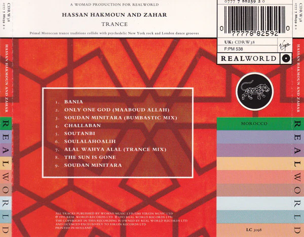 Hassan Hakmoun And Zahar - Trance (CD, Album) - Image 3