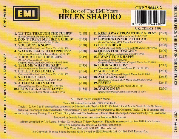 Helen Shapiro - The Best Of The EMI Years (CD, Comp, Mono, RM) - Image 2