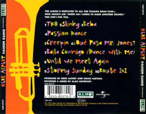 Herb Alpert - Passion Dance (CD, Album) - Image 2