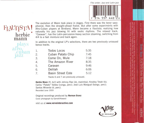 Herbie Mann - Flautista! Herbie Mann Plays Afro-Cuban Jazz (CD, Album, Comp, RE, RM) - Image 2