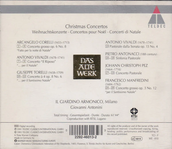 Il Giardino Armonico, Corelli*, Manfredini*, Torelli*, Vivaldi* - Christmas Concertos (CD, Album, RE) - Image 2