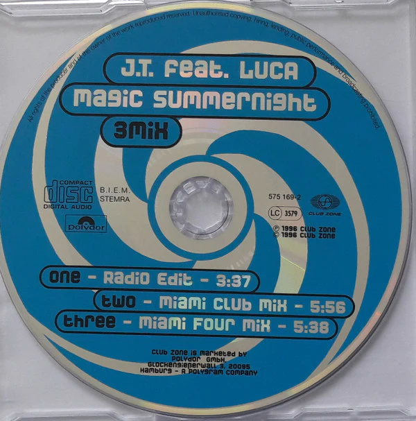 J.T.* Feat. Luca* - Magic Summernight (CD, Maxi) - Image 3