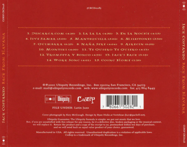 Jack Costanzo - Back From Havana (CD, Album) - Image 2