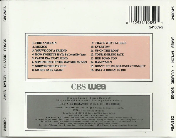 James Taylor (2) - Classic Songs (CD, Comp, RE, RM) - Image 2