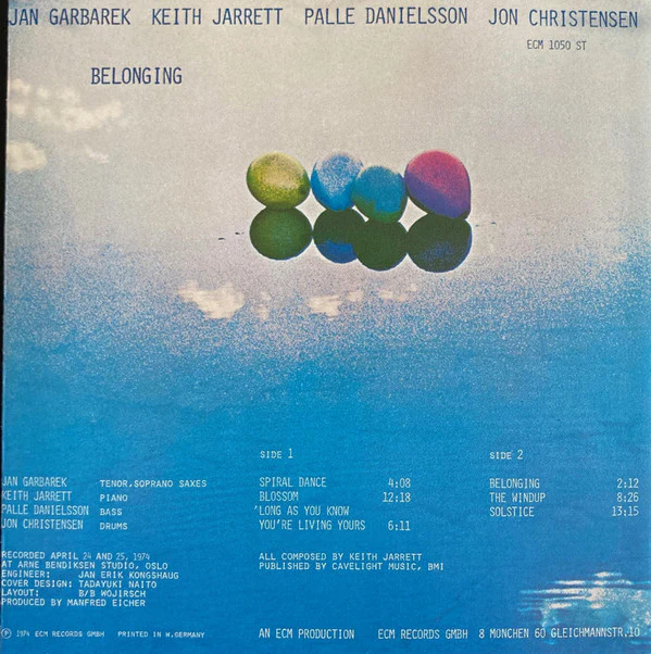 Jan Garbarek, Keith Jarrett, Palle Danielsson, Jon Christensen - Belonging (CD, Album, RE, PDO) - Image 2