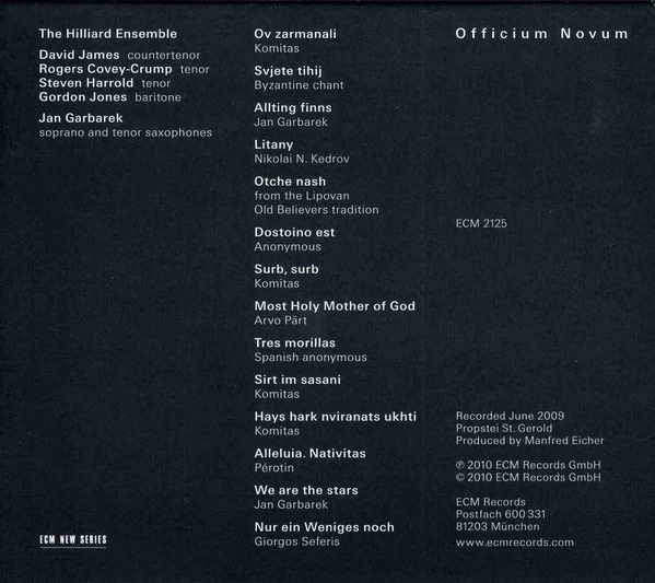 Jan Garbarek / The Hilliard Ensemble - Officium Novum (CD, Album, O-c) - Image 2