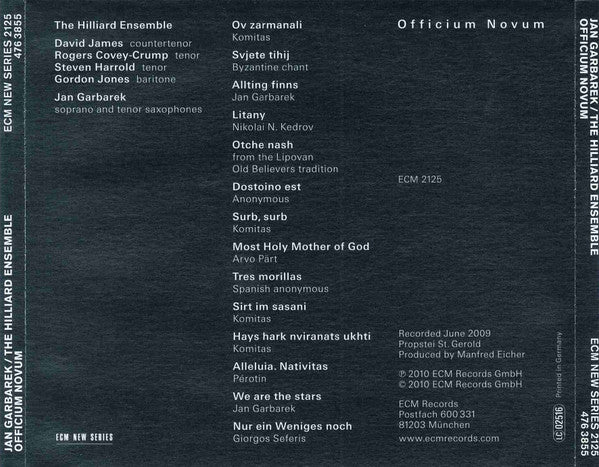 Jan Garbarek / The Hilliard Ensemble - Officium Novum (CD, Album, O-c) - Image 4