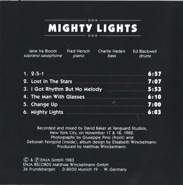 Jane Ira Bloom - Mighty Lights (CD, Album, RE) - Image 2