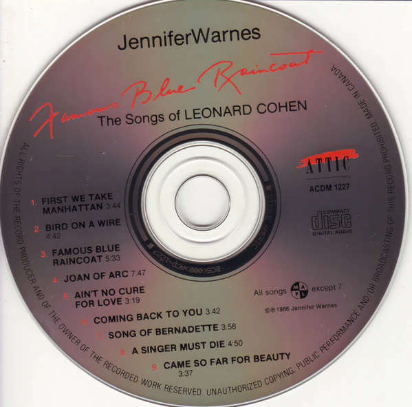 Jennifer Warnes - Famous Blue Raincoat (The Songs Of Leonard Cohen) (CD, Album, RE) - Image 2