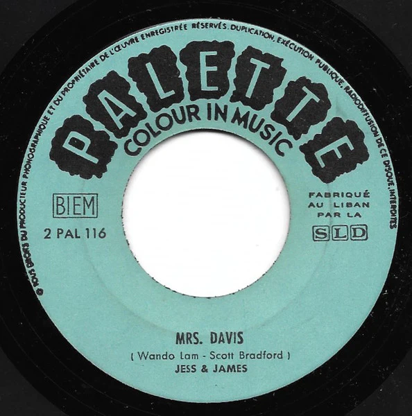 Jess & James - Mrs. Davis / A Passing Car (7", Single)