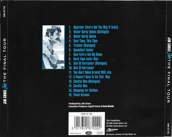 Jim Croce - Jim Croce Live: The Final Tour (CD, Album, RE, RM) - Image 3