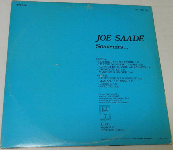 Joe Saade* - Souvenirs... (LP, Album) - Image 3