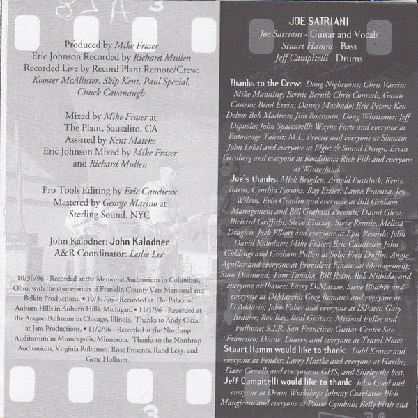 Joe Satriani / Eric Johnson (2) / Steve Vai - G3 Live In Concert (CD, Album) - Image 5