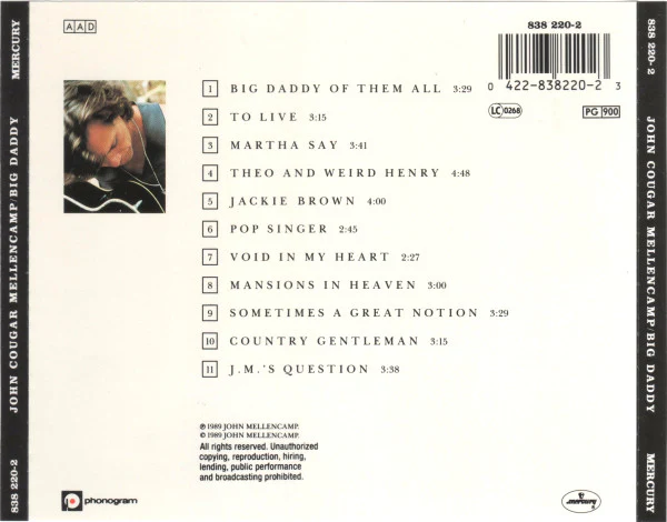 John Cougar Mellencamp - Big Daddy (CD, Album) - Image 2