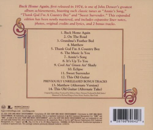John Denver - Back Home Again (CD, Album, RE, RM) - Image 2