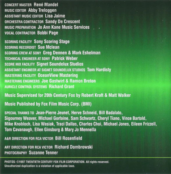 John Frizzell - Alien Resurrection (Original Motion Picture Soundtrack) (HDCD, Album) - Image 4