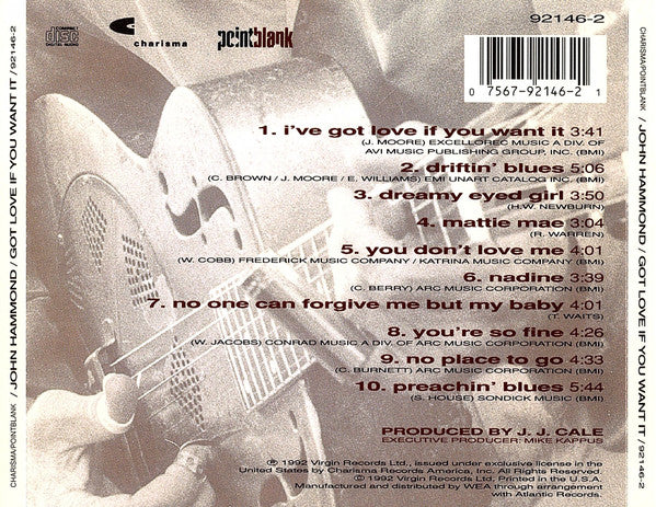 John Hammond* - Got Love If You Want It (CD, Album) - Image 2