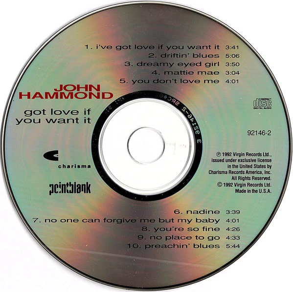 John Hammond* - Got Love If You Want It (CD, Album) - Image 3