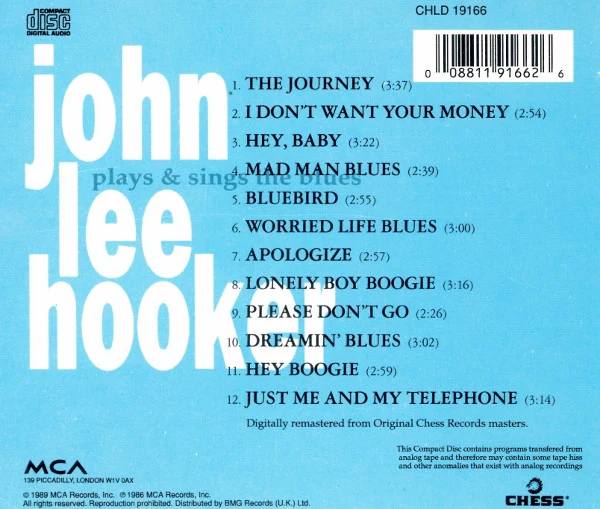 John Lee Hooker - Plays & Sings The Blues (CD, Album, RE, RM) - Image 2