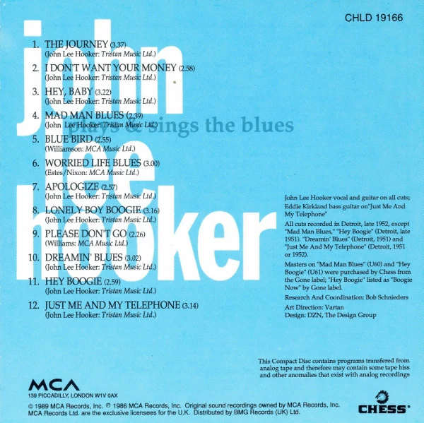 John Lee Hooker - Plays & Sings The Blues (CD, Album, RE, RM) - Image 4