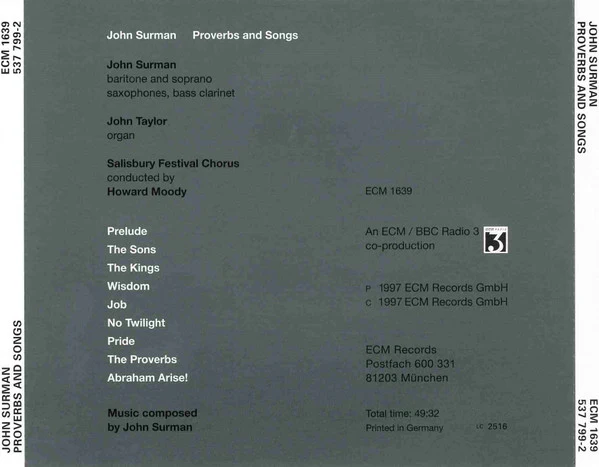 John Surman - Proverbs And Songs (CD, Album) - Image 4