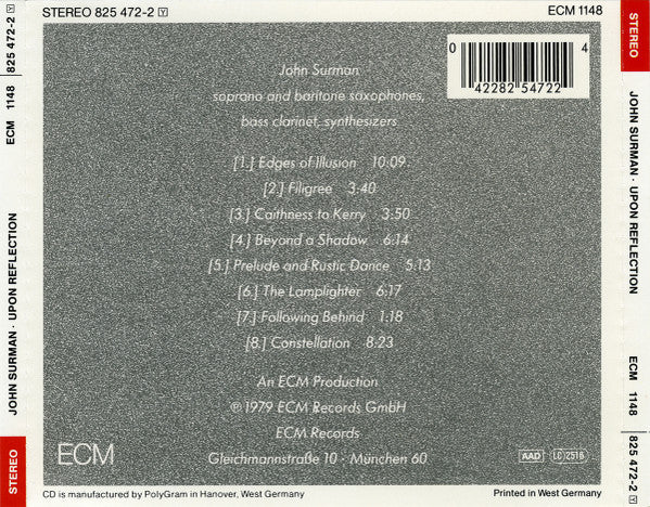 John Surman - Upon Reflection (CD, Album, RE) - Image 2