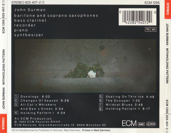 John Surman - Withholding Pattern (CD, Album, RP, PMD) - Image 2