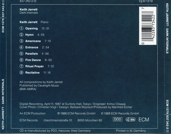Keith Jarrett - Dark Intervals (CD, Album) - Image 2
