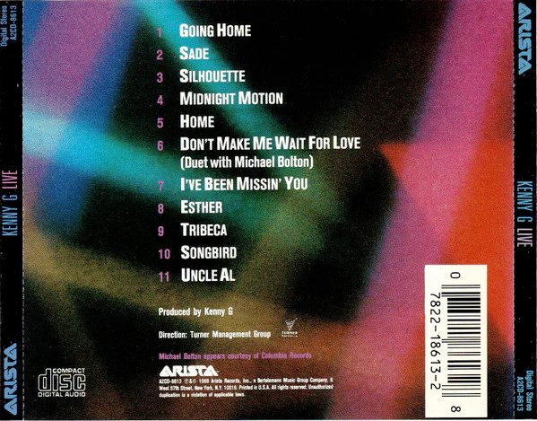 Kenny G - Live (CD, Album) - Image 2