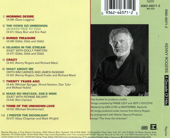 Kenny Rogers - A Decade Of Hits (CD, Comp) - Image 2