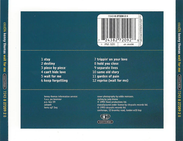 Kenny Thomas - Wait For Me (CD, Album) - Image 2
