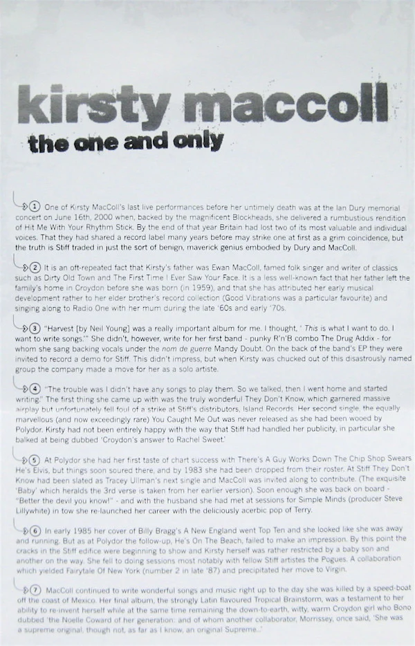 Kirsty MacColl - The One And Only (CD, Album, Comp) - Image 5