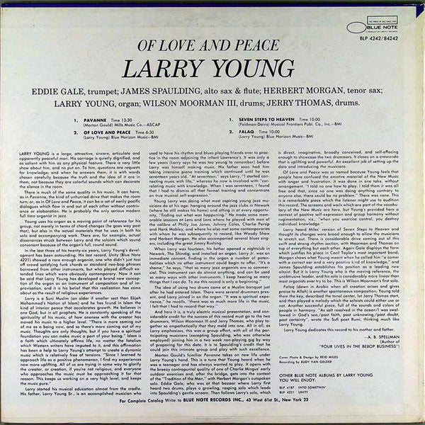 Larry Young - Of Love And Peace (LP, Album, Mono) - Image 2