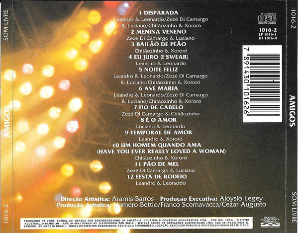 Leandro & Leonardo, Chitãozinho & Xororó, Zezé Di Camargo & Luciano - Amigos (CD, Album) - Image 3
