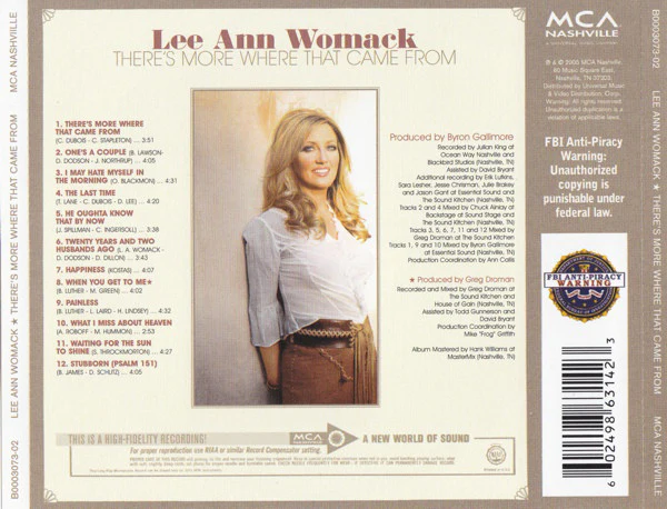 Lee Ann Womack - There's More Where That Came From (CD, Album, RE) - Image 2