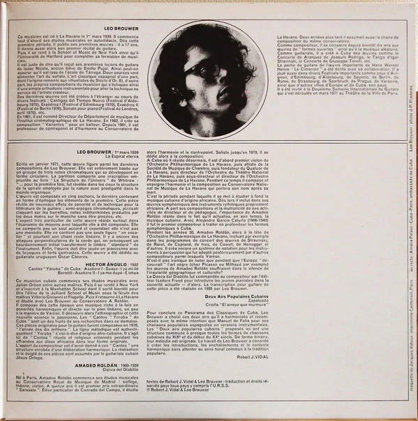 Leo Brouwer - Les Classiques De Cuba (LP, Album) - Image 3